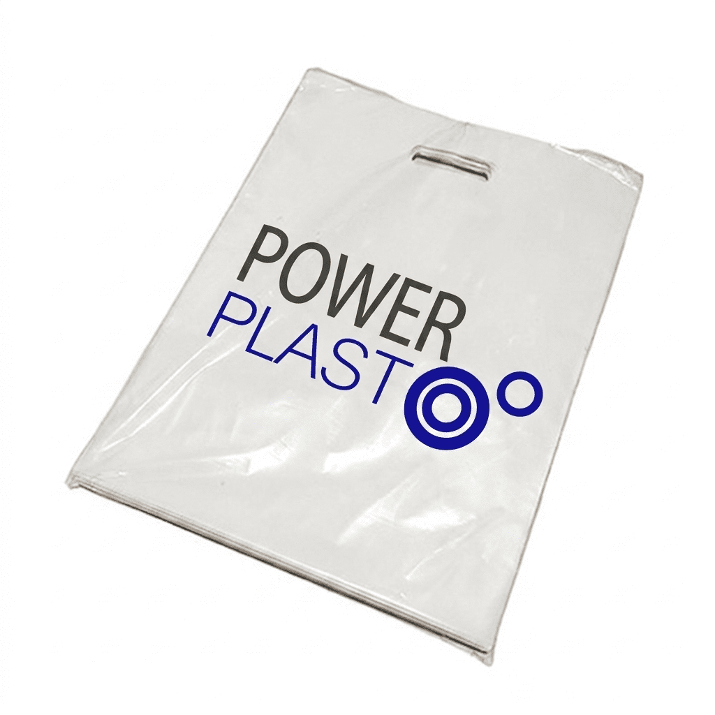 Bolsa personalizada con logo Powerplast como ejemplo