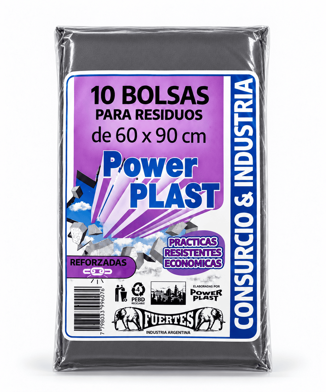 Bolsa negra de residuo y consorcio, presentación del producto