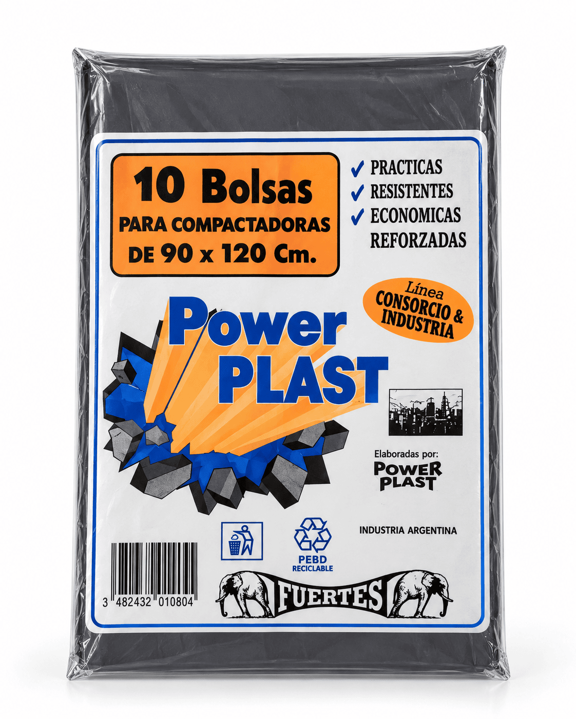 Bolsa negra de residuo y consorcio, detalle del material