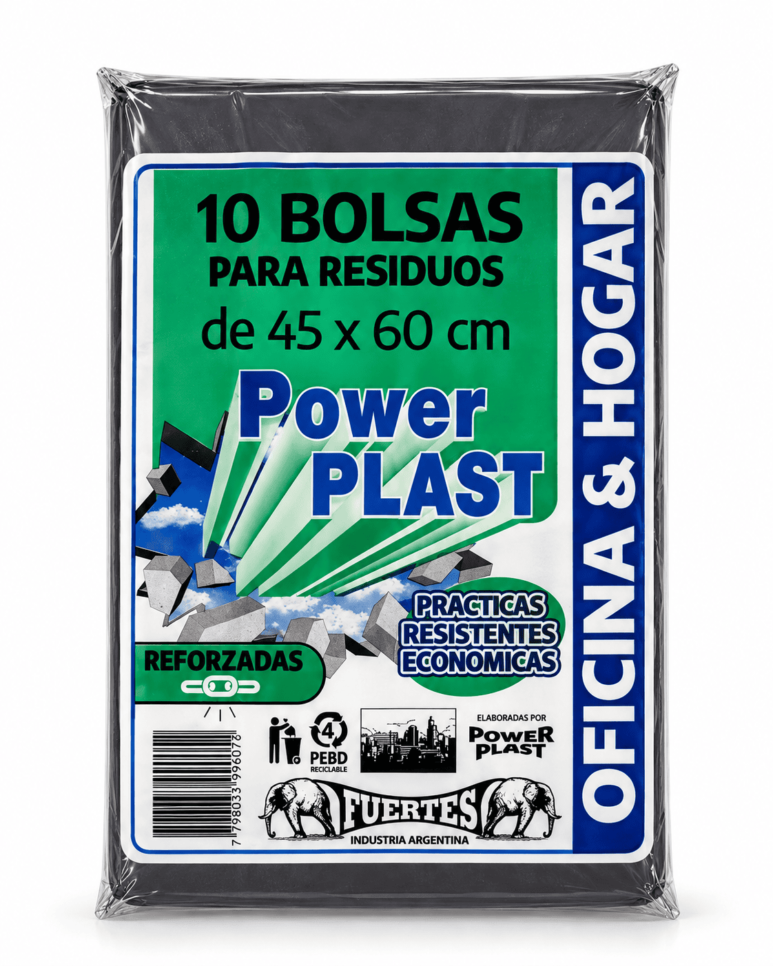 Bolsa negra de residuo y consorcio, vista del paquete